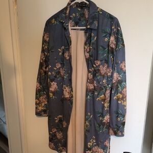 Coco + Carmen Blue Floral Button-Down Longline Shirt